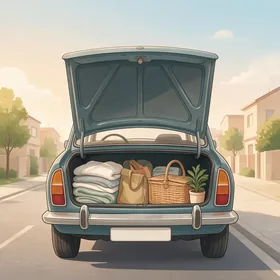 A car boot packed for a long drive