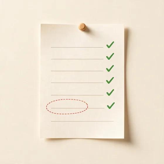 A goal list on a wall with ticks