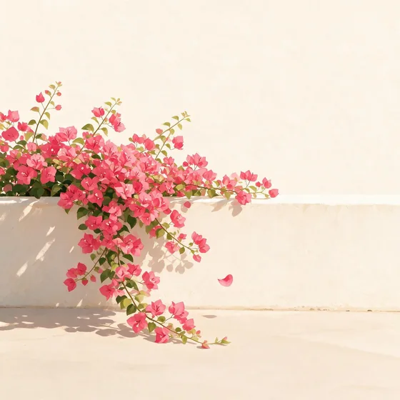 Flowers spilling over a garden wall