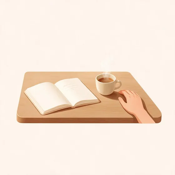 A notebook and tea on a table