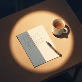 Someone writing a letter late at night